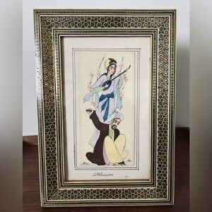 Vintage Authentic Oriental Fabric Painting |  Original Folk Art Traditional Art